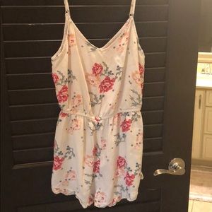 White flowered romper